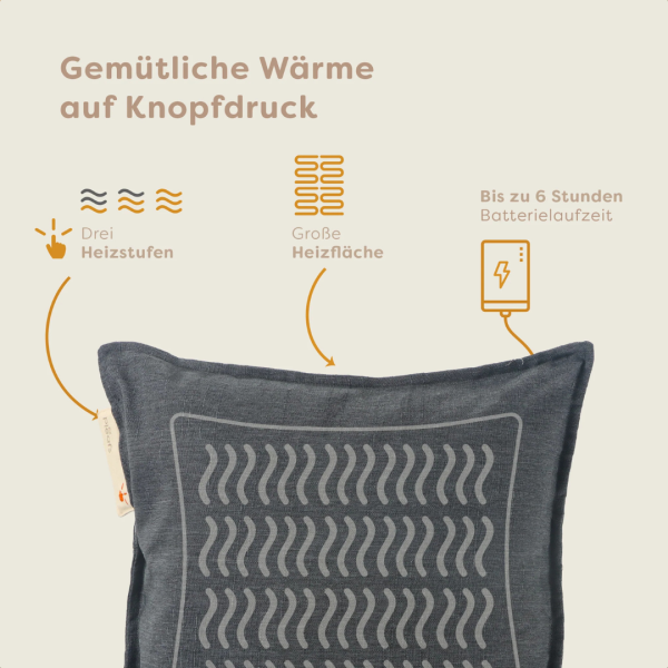 Pleafs Heizkissen Outdoor 45x45cm Carbon, 1 Stk